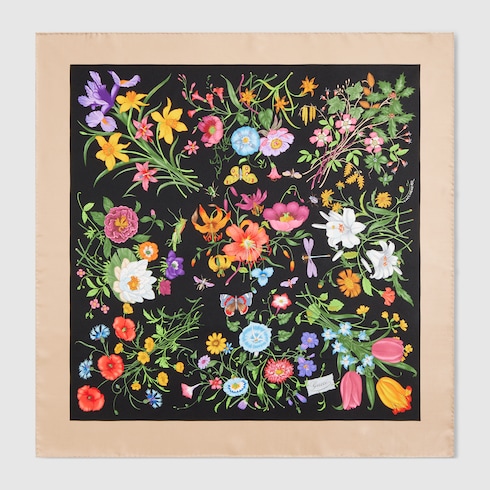 【本日限定値下げ】GUCCI シルク スカーフ ひまわり 花柄 プリント シルクツイル スカーフ ・マルチカラー | GUCCI公式