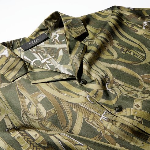 Bowling-Shirt aus Seide mit Print