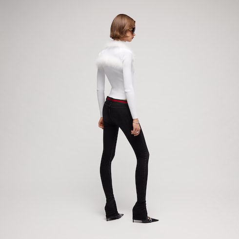 Tanktop aus gerippter Viskose mit Cardigan