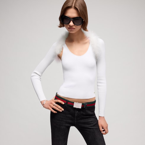 Tanktop aus gerippter Viskose mit Cardigan