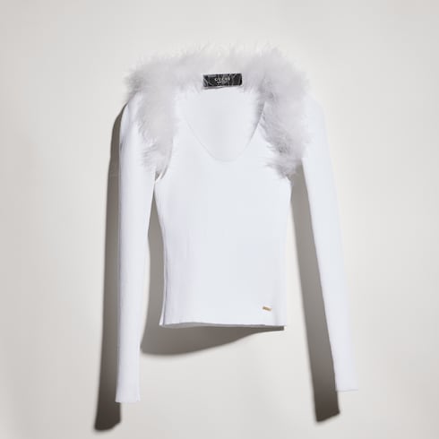 Débardeur en viscose côtelée avec cardigan