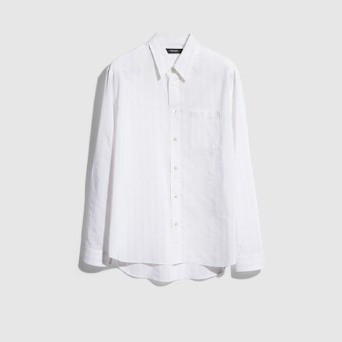 Striped technical cotton shirt in white | GUCCI® US