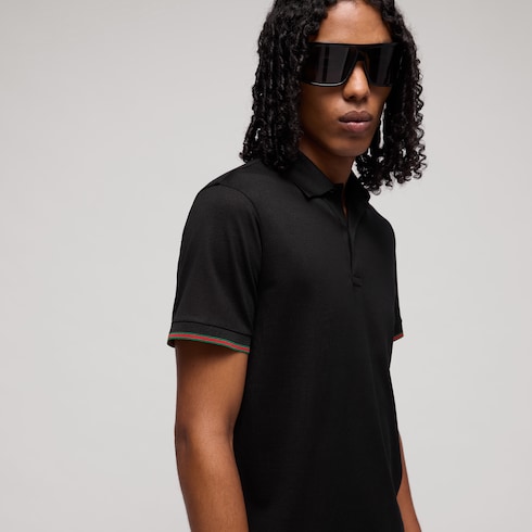 Poloshirt aus Seidenjersey mit Web