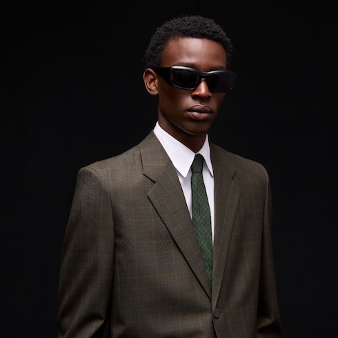 Corbata jacquard lana seda con GG entrelazada