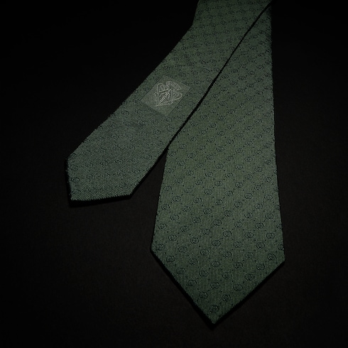Cravate en jacquard de soie à motif GG enlacés