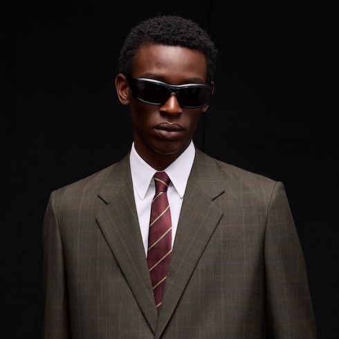Striped Double G silk jacquard tie