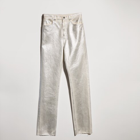 Pantalon en denim de coton enduit