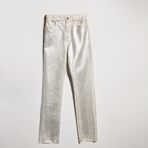 Slim fit coated cotton denim pants