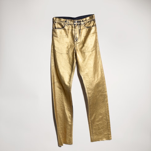 Slim fit coated cotton denim pants