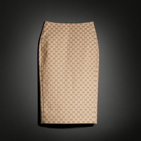 Falda midi de canvas de algodón con GG