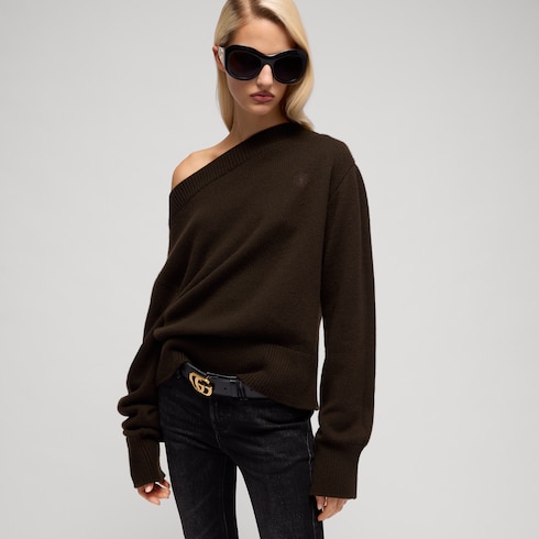 Knit cashmere sweater with embroidery