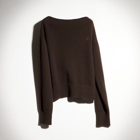 Knit cashmere sweater with embroidery