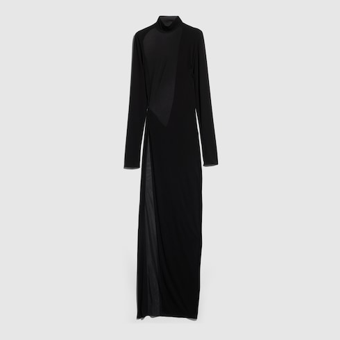 Viscose crêpe jersey dress with split