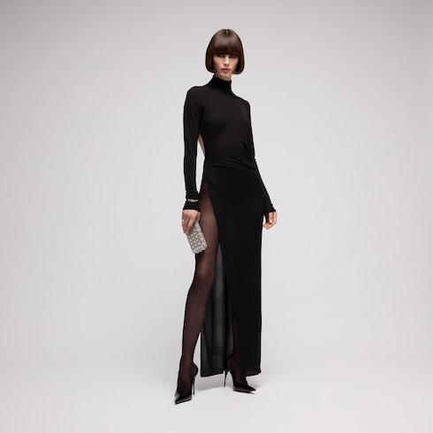 Robe fendue en crêpe de jersey de viscose