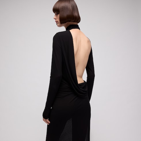 Robe fendue en crêpe de jersey de viscose