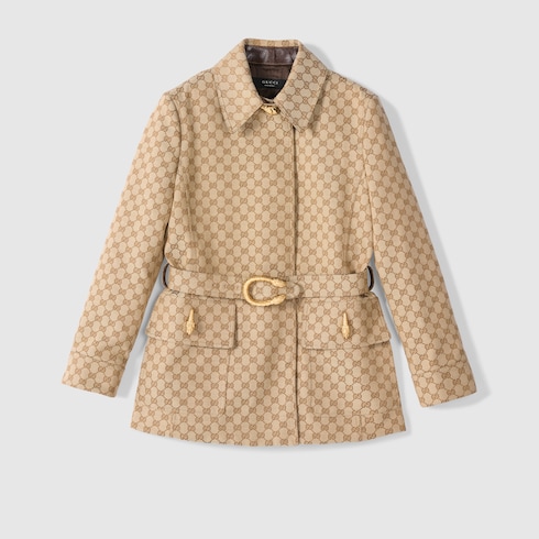 GG cotton canvas fabric coat