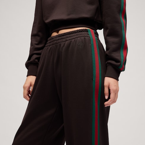 Cotton jersey leisure pants with Web
