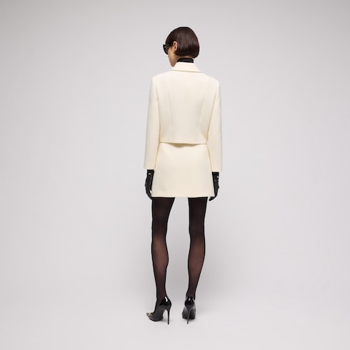 Crêpe wool skirt with Double G button