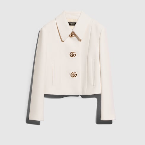 Crêpe wool jacket with Double G button