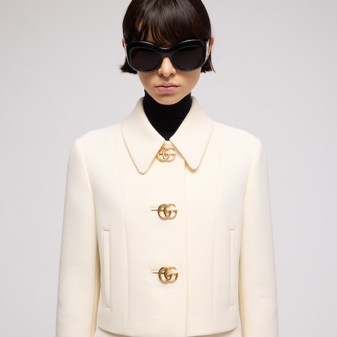 Crêpe wool jacket with Double G button