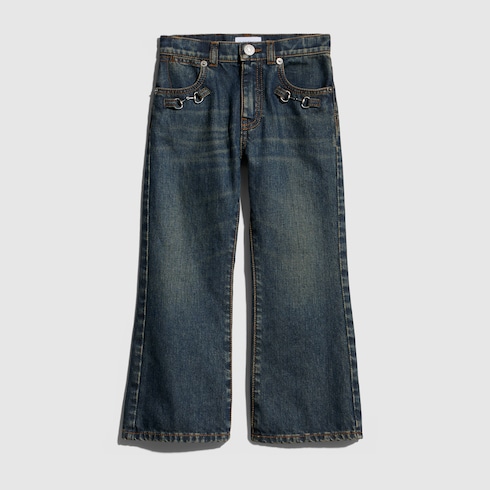 チルドレンズ〕ホースビット付き デニム パンツ ・ブルー | GUCCI公式