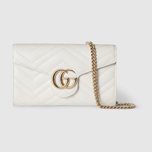 GGマーモント〕チェーンウォレット ・ホワイト レザー | GUCCI公式