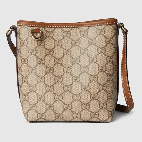 GG Emblem nano bucket bag in beige and dark brown fabric | GUCCI® US