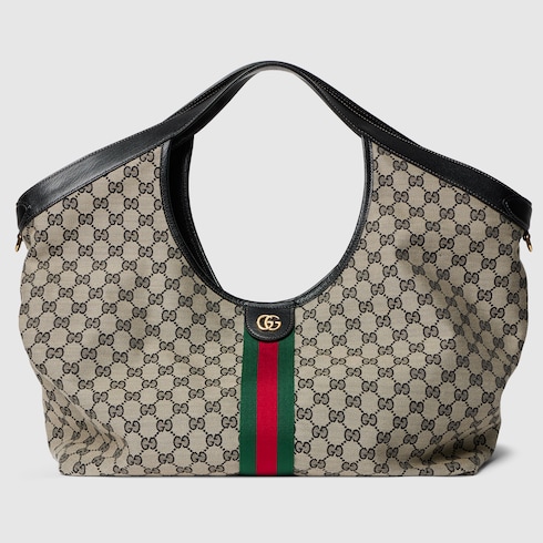 Gucci Giglio large tote bag in beige and black GG canvas | GUCCI® US