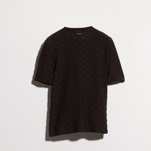 GG stretch jersey T-shirt in dark brown | GUCCI® US