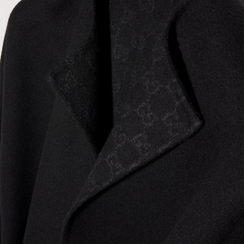 Wool silk long coat coat with GG inside