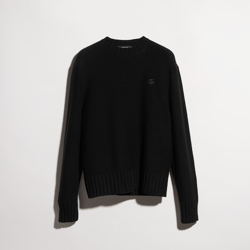 Knit wool cashmere sweater with embroidery