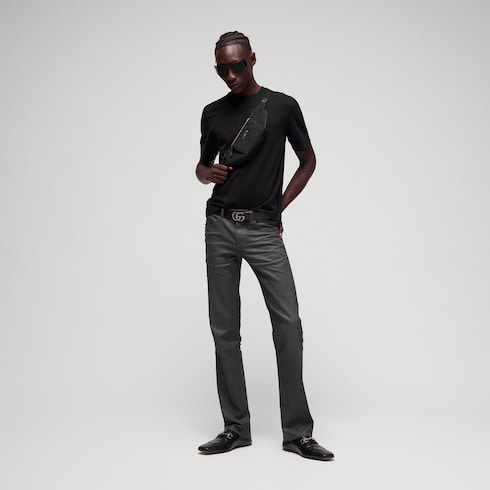 Pantalon slim en twill de coton résiné