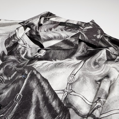 Printed GG silk twill jacquard shirt
