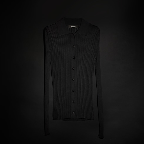 Cardigan en viscose côtelée fine