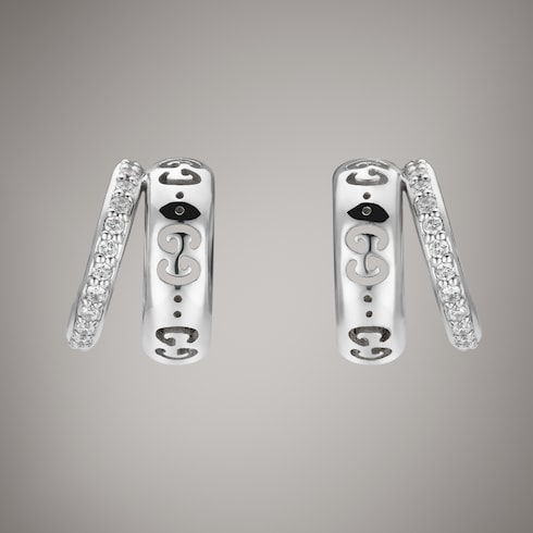 〔アイコン〕GG 18K ダイヤモンド付き フープピアス