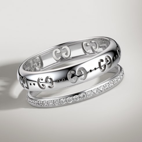 Anello Icon 18 carati con diamante e GG