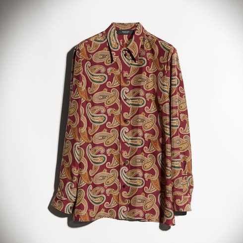 Printed silk habotai shirt