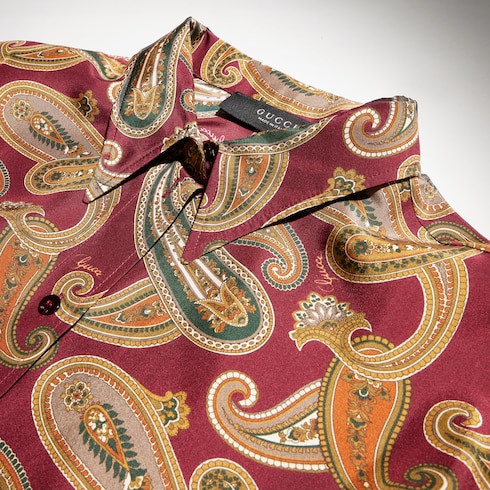 Printed silk habotai shirt