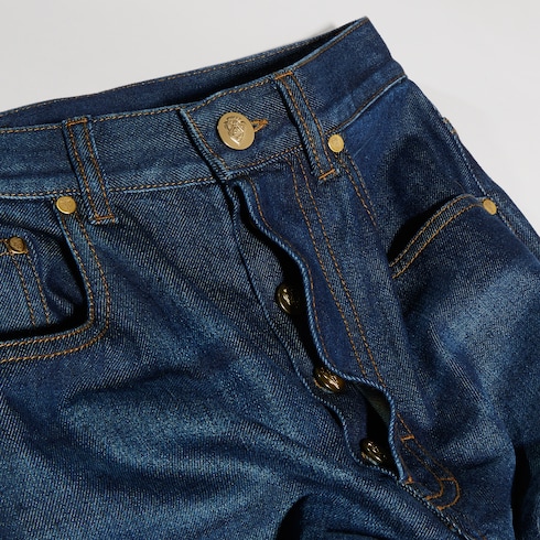 Pantalon en denim de coton avec broderie