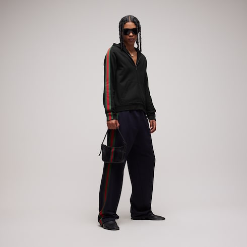 Silk cotton jersey zip jacket with Web