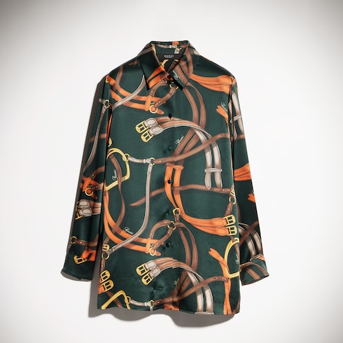 Camicia in raso e seta stampata