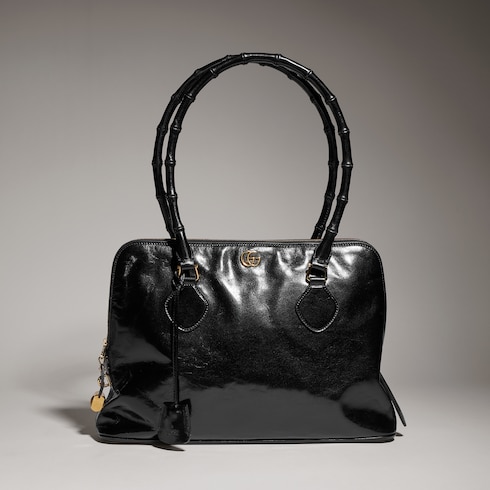Medium bamboo-effect top handle bag