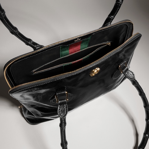 Mittelgroße Henkeltasche mit Bambus-Effekt