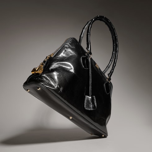 Sac à main moyen format effet bambou