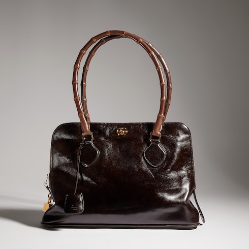 Medium bamboo-effect top handle bag