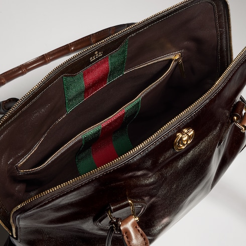 Mittelgroße Henkeltasche mit Bambus-Effekt