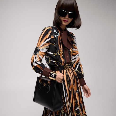 Gucci Diana系列中号竹节托特包