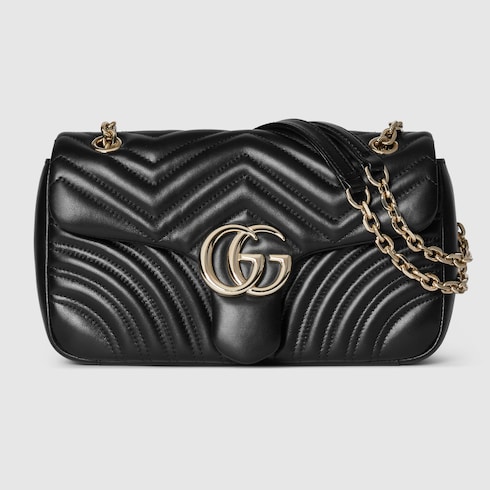 GUCCI GG Marmont ショルダーバッグ GG Marmont medium shoulder bag in black leather | GUCCI® SG