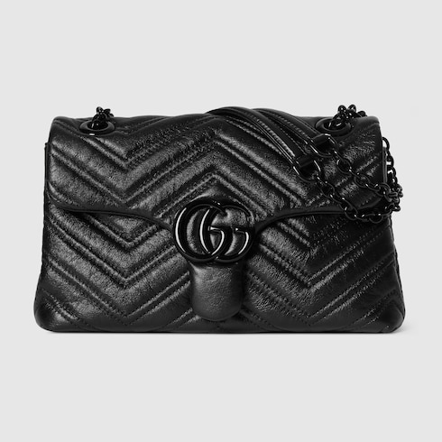 GGマーモント〕スモール ショルダーバッグ ・ブラック レザー | GUCCI公式