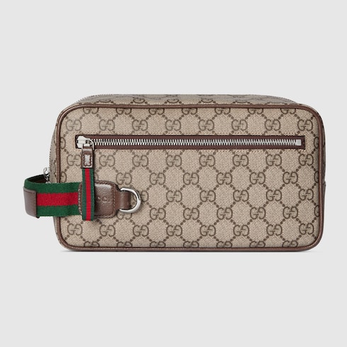 Medium GG toiletry case in beige and brown GG Supreme | GUCCI® US